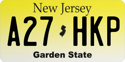 NJ license plate A27HKP