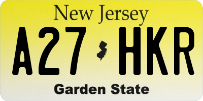 NJ license plate A27HKR