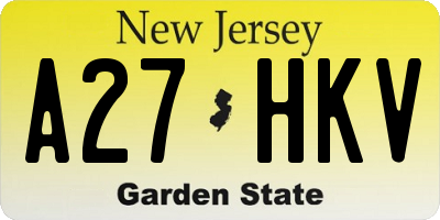 NJ license plate A27HKV