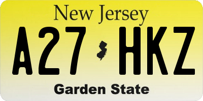 NJ license plate A27HKZ