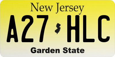 NJ license plate A27HLC