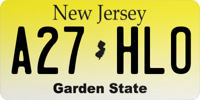 NJ license plate A27HLO