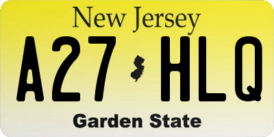 NJ license plate A27HLQ