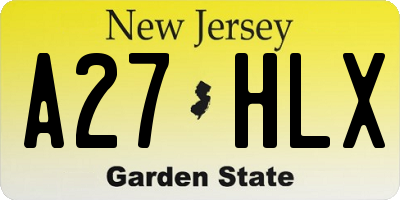 NJ license plate A27HLX