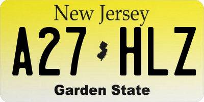 NJ license plate A27HLZ