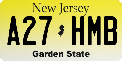 NJ license plate A27HMB