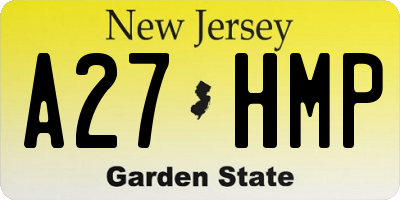 NJ license plate A27HMP