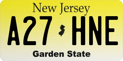 NJ license plate A27HNE
