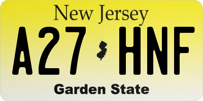 NJ license plate A27HNF