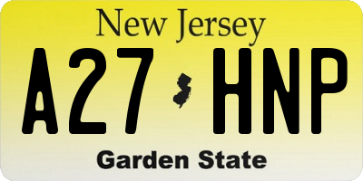 NJ license plate A27HNP