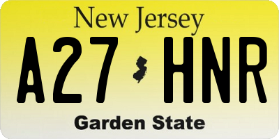 NJ license plate A27HNR