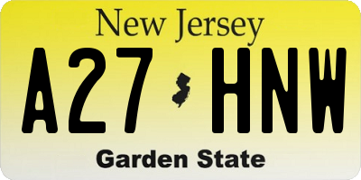 NJ license plate A27HNW