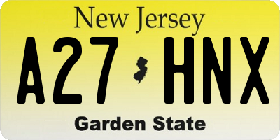 NJ license plate A27HNX