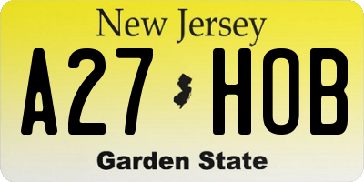 NJ license plate A27HOB