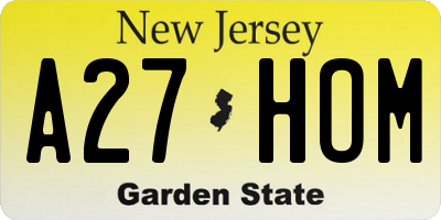 NJ license plate A27HOM