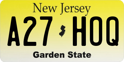 NJ license plate A27HOQ