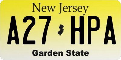 NJ license plate A27HPA
