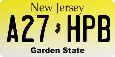 NJ license plate A27HPB