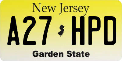 NJ license plate A27HPD