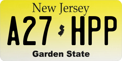 NJ license plate A27HPP