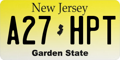 NJ license plate A27HPT