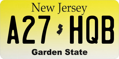 NJ license plate A27HQB