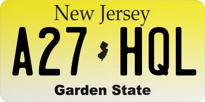 NJ license plate A27HQL