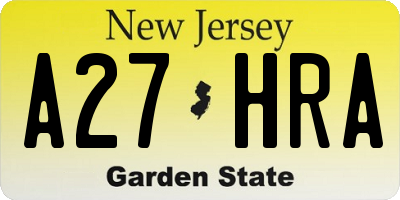 NJ license plate A27HRA