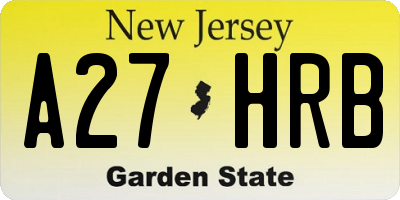 NJ license plate A27HRB