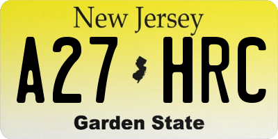 NJ license plate A27HRC