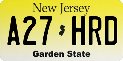 NJ license plate A27HRD
