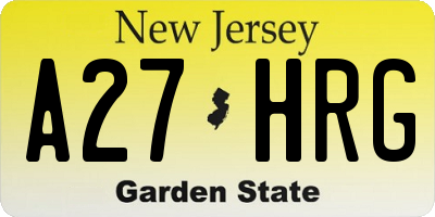 NJ license plate A27HRG
