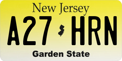 NJ license plate A27HRN
