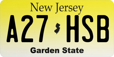 NJ license plate A27HSB