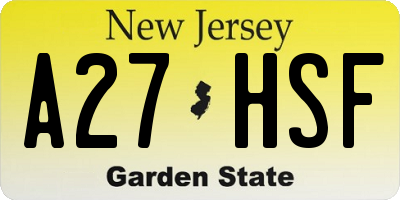 NJ license plate A27HSF