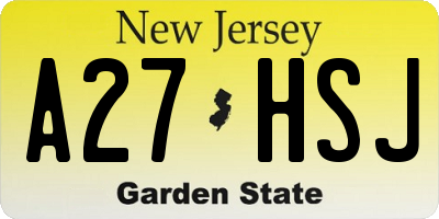 NJ license plate A27HSJ