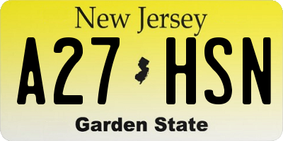 NJ license plate A27HSN