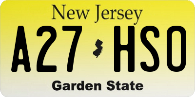 NJ license plate A27HSO