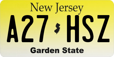 NJ license plate A27HSZ