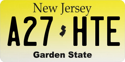NJ license plate A27HTE
