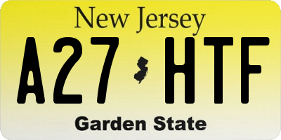 NJ license plate A27HTF