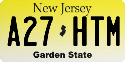 NJ license plate A27HTM