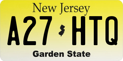 NJ license plate A27HTQ