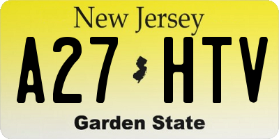 NJ license plate A27HTV