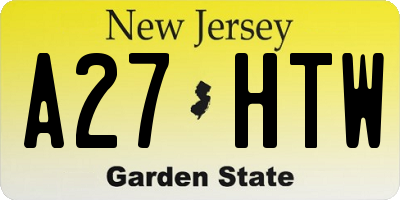 NJ license plate A27HTW