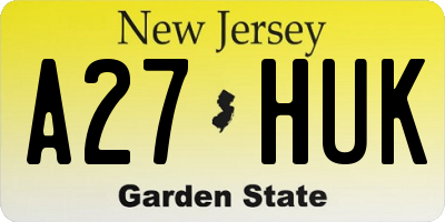 NJ license plate A27HUK