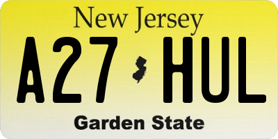 NJ license plate A27HUL