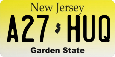 NJ license plate A27HUQ