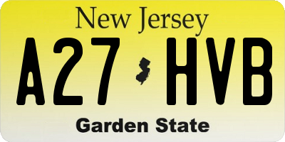 NJ license plate A27HVB