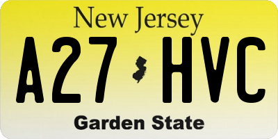 NJ license plate A27HVC